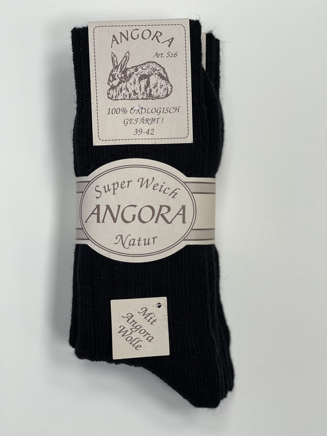 Nogavice iz angorine in ovčje volne – 2 para – črne