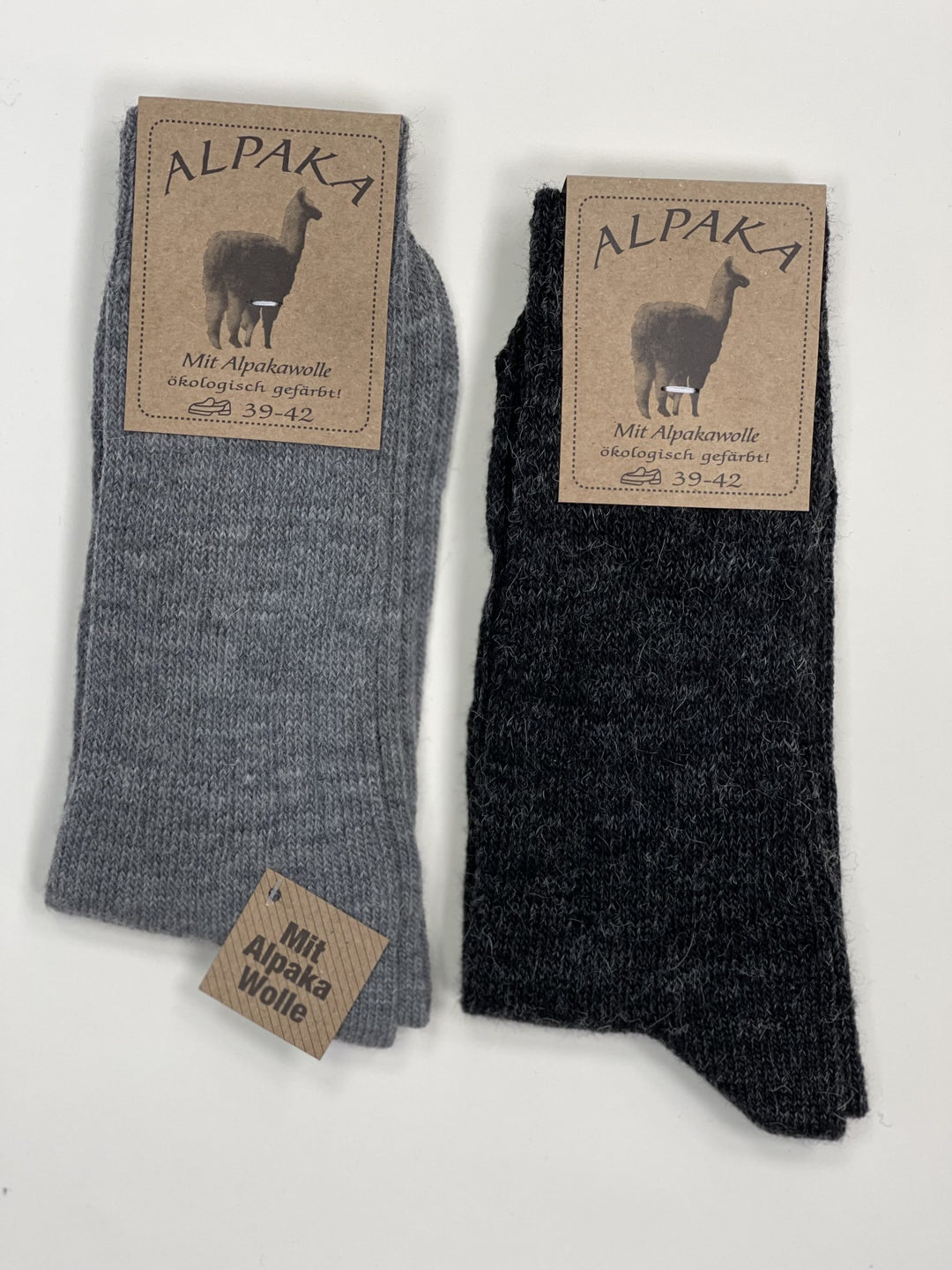 Tanjše nogavice iz alpakine volne – 2 para – sive in črne