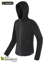 Zip Up Hoodie Black Unisex Eco Bamboo Sport